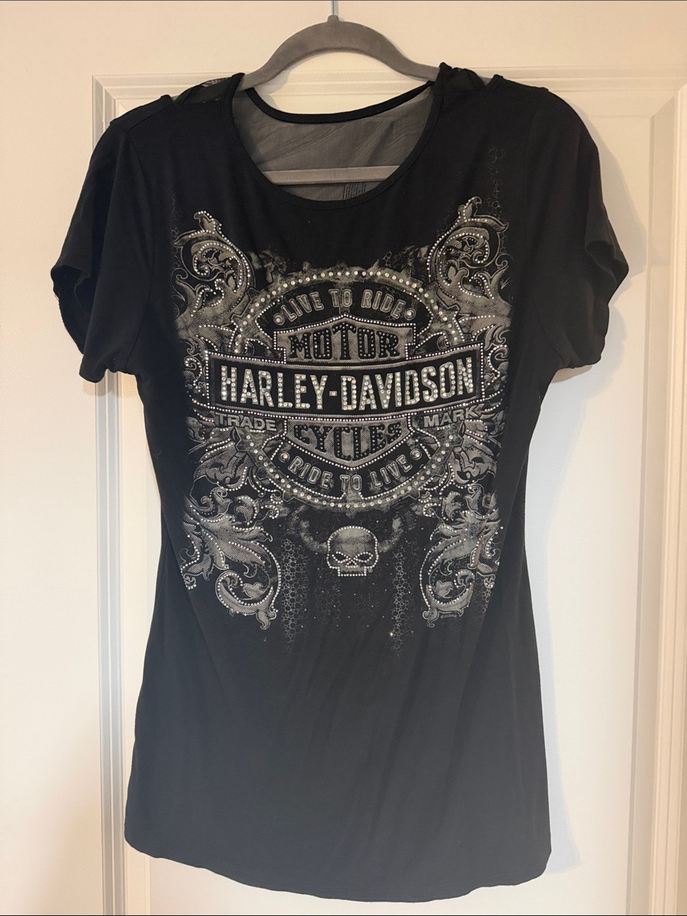 Harley-Davidson Black and Silver Ornate Logo Tee